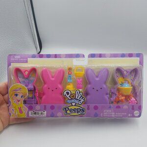 NIP Polly Pocket Peeps Easter 2 Bunny Compacts Micro Mini Doll Toy Set Mattel